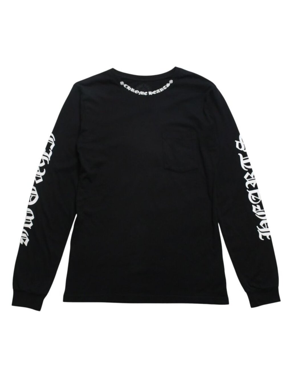 Chrome Hearts Long Sleeve T-Shirt CH Plus Horseshoe Scroll Label Black
